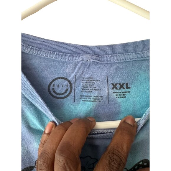 Neff XXL Blue Tie Dye T-Shirt With Skull & Flower Graphic 100% Cotton READ - Picture 3 of 7